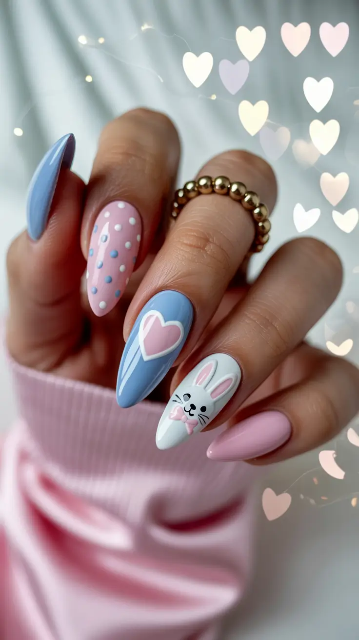 stylish spring nail art for 2026 Pastel Storybook Easter Fantasy