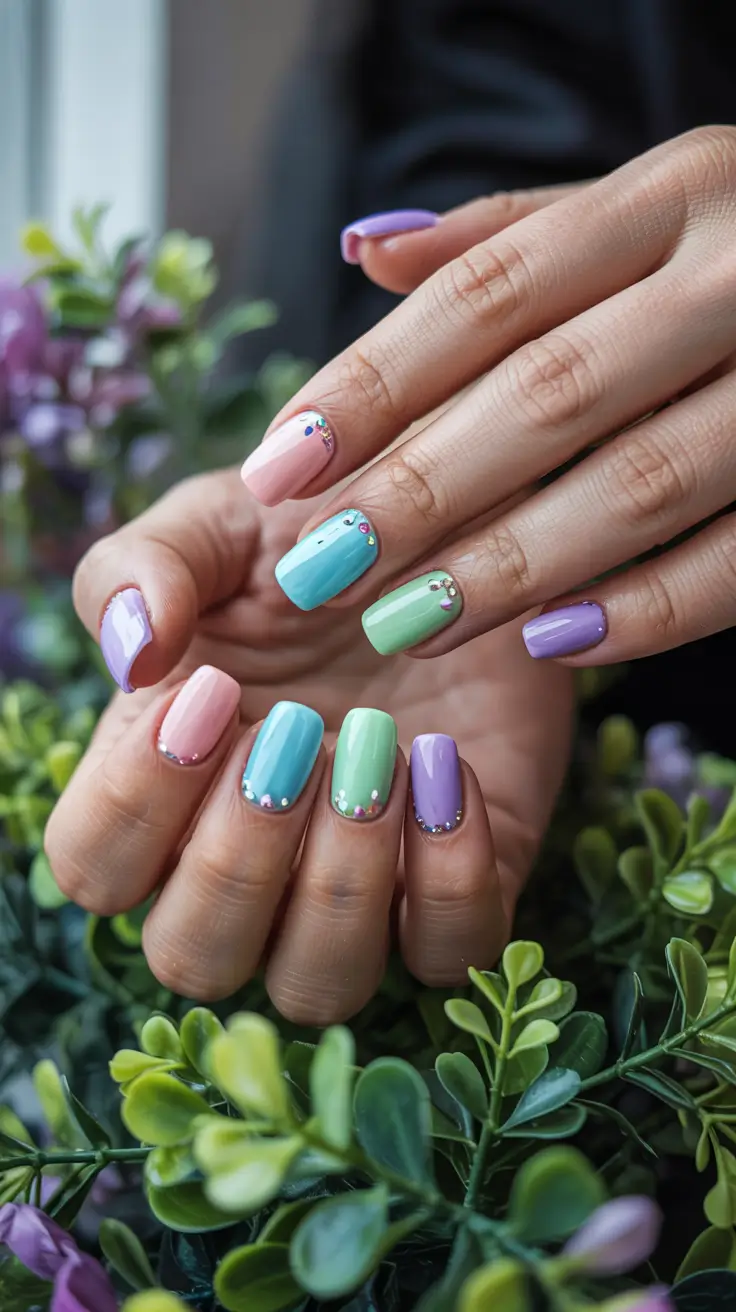 stylish spring nails 2026 Pastel Jewel Cuticles