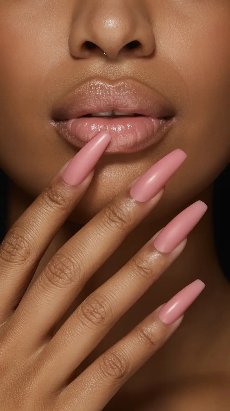 stylish spring nails for brown skin 2026 Blush Pink Long Square - Soft Glam Classic