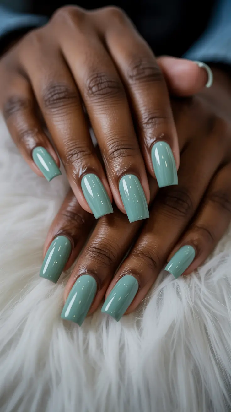 stylish spring nails for brown skin 2026 Soft Mint Square - Clean Girl Spring