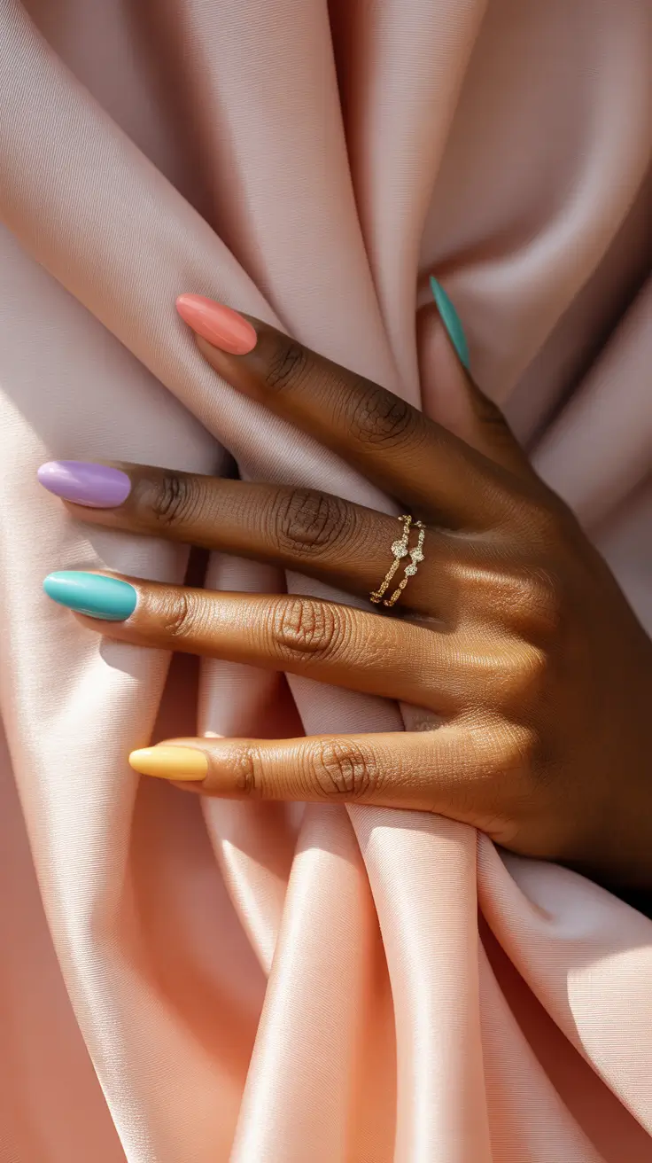 stylish spring nails for dark skin 2026 Bright Sorbet Tones for Bold Spring Energy