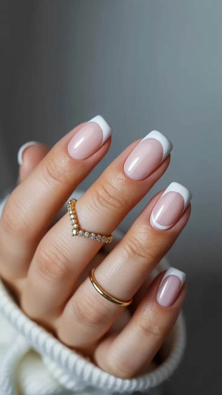 stylish spring short nails 2026 Classic Micro French on Short Square Nails