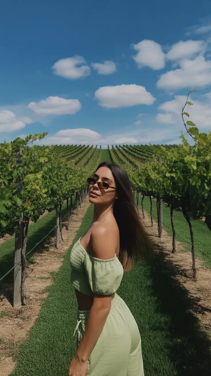 stylish winery outfit spring 2026 Fresh Greens and Modern Silhouette