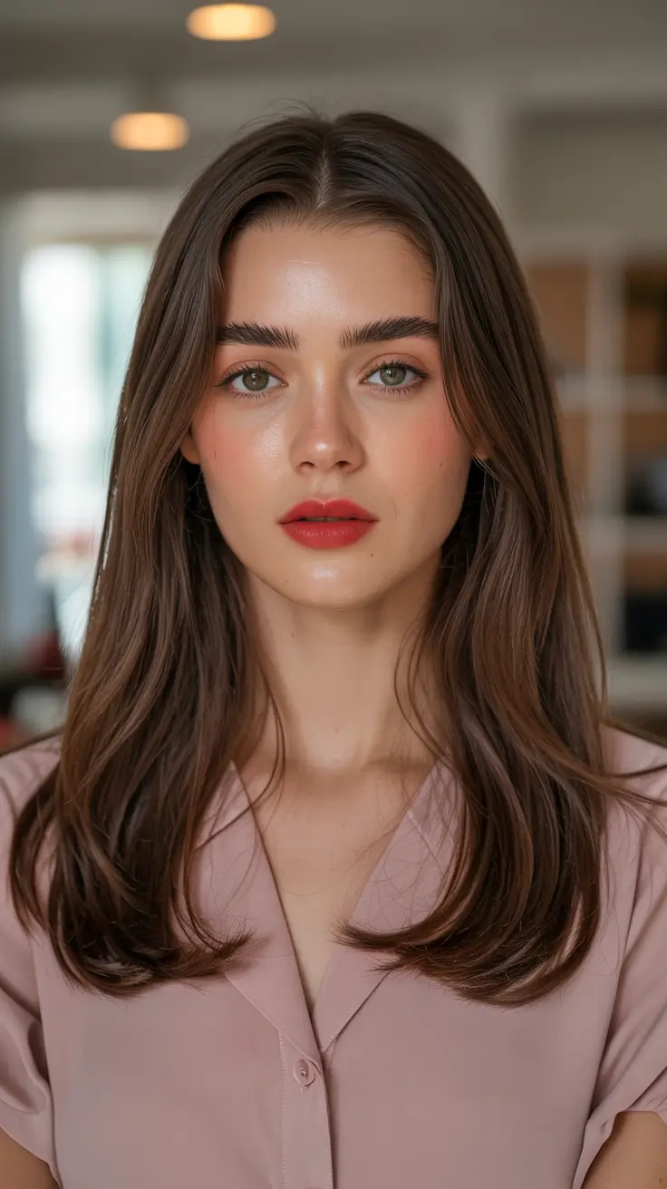 vibrant spring brown hair color 2026 Classic Chestnut Silk with Natural Spring Glow