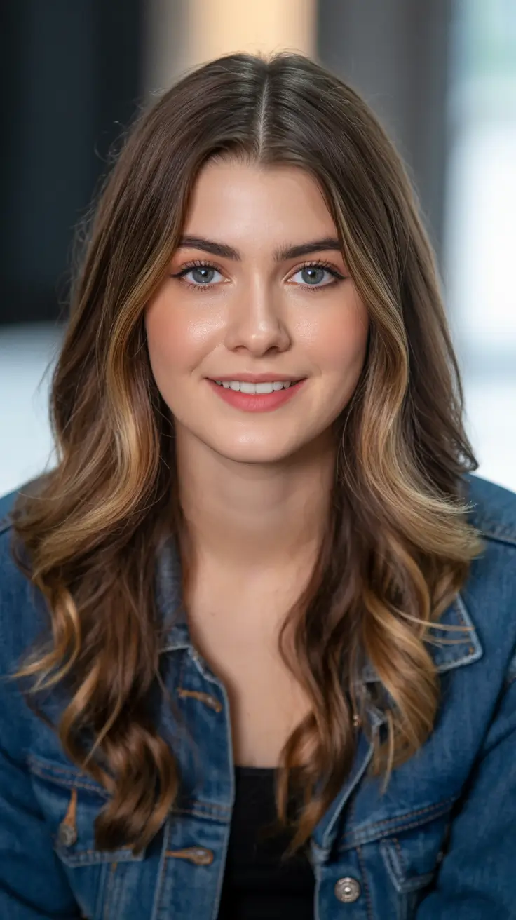 vibrant spring brown hair color 2026 Golden Contour Brunette with Soft Shine Finish