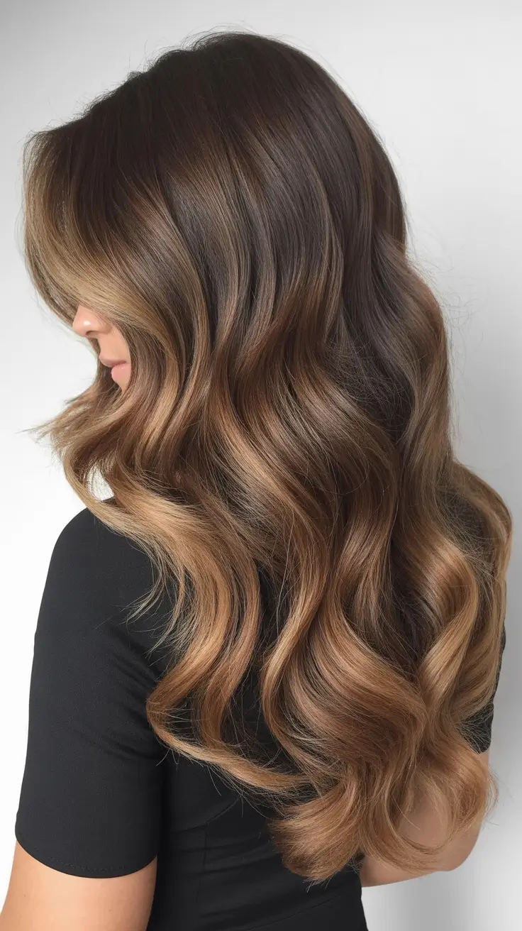 vibrant spring brunette hair color 2026 Warm Brunette Lengths with Seamless Honey Flow