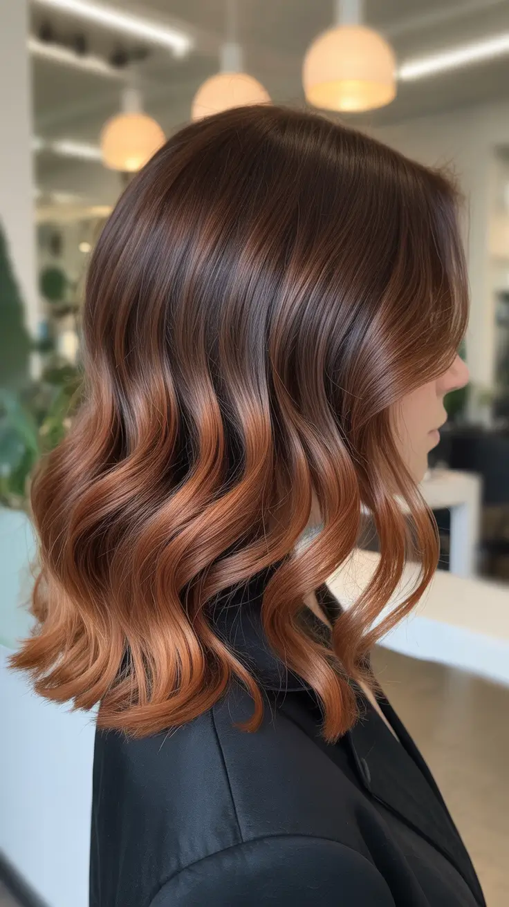 warm spring caramel hair color 2026 Soft Caramel Waves with a Polished Spring Finish
