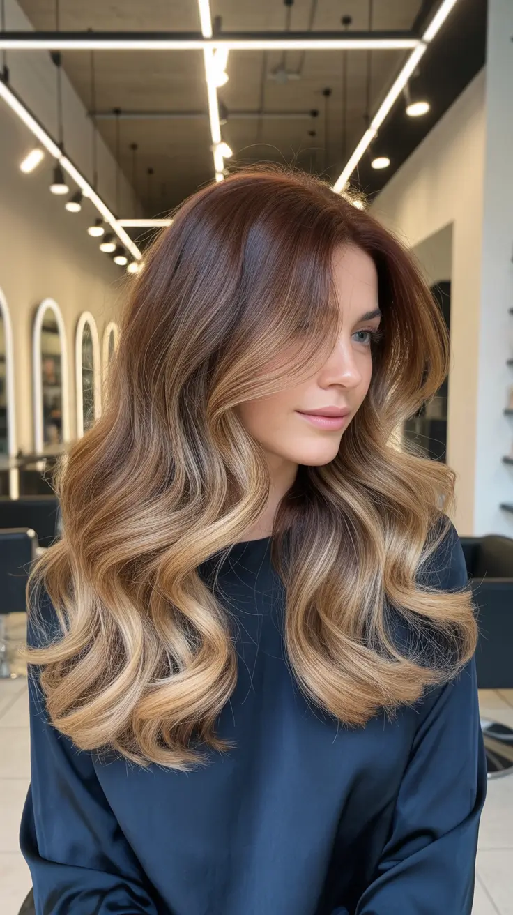 warm spring caramel hair color 2026 Classic Caramel with a Modern Face-Framing Glow