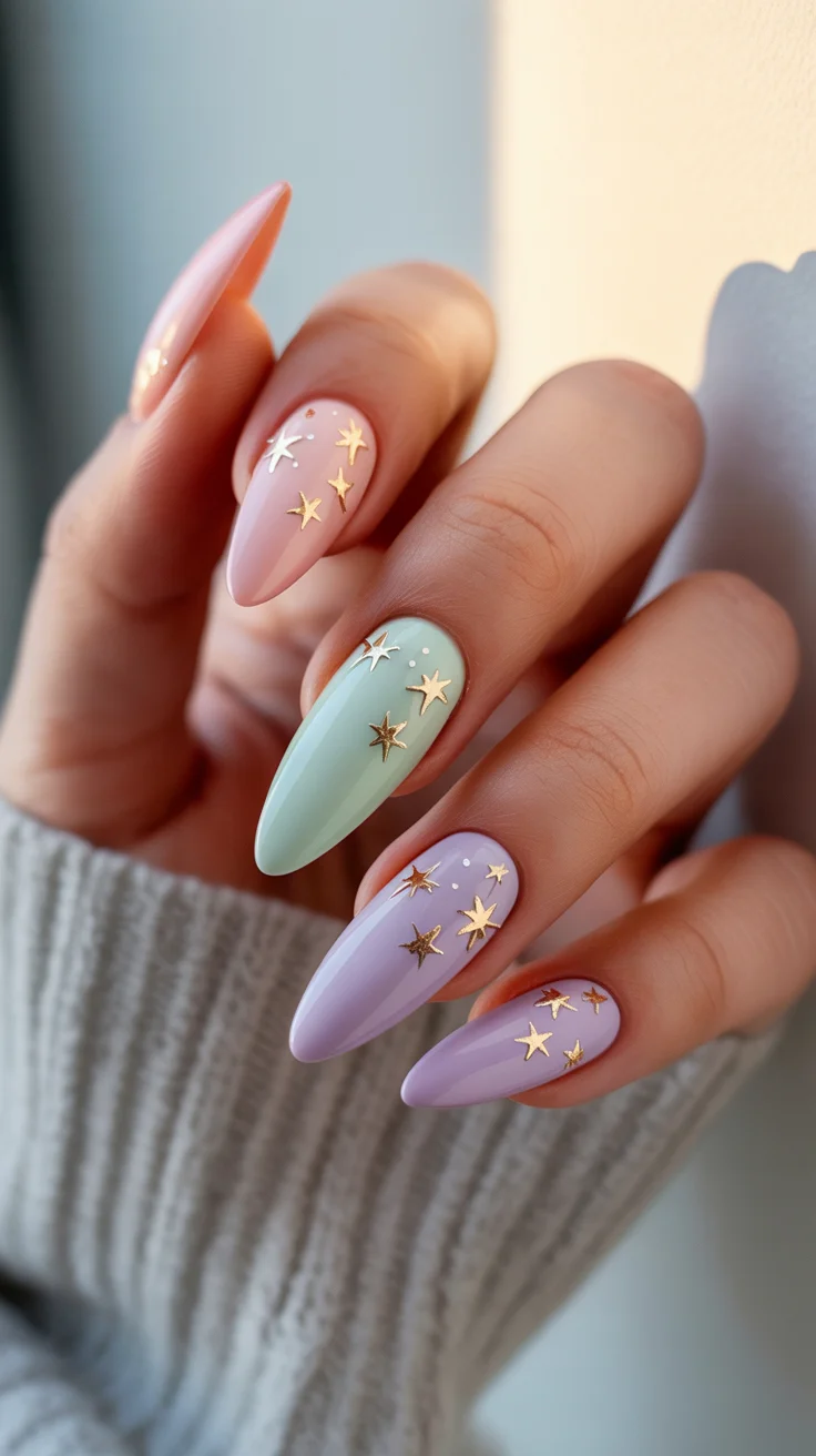 April nails colours 2026 pastel galaxy star manicure