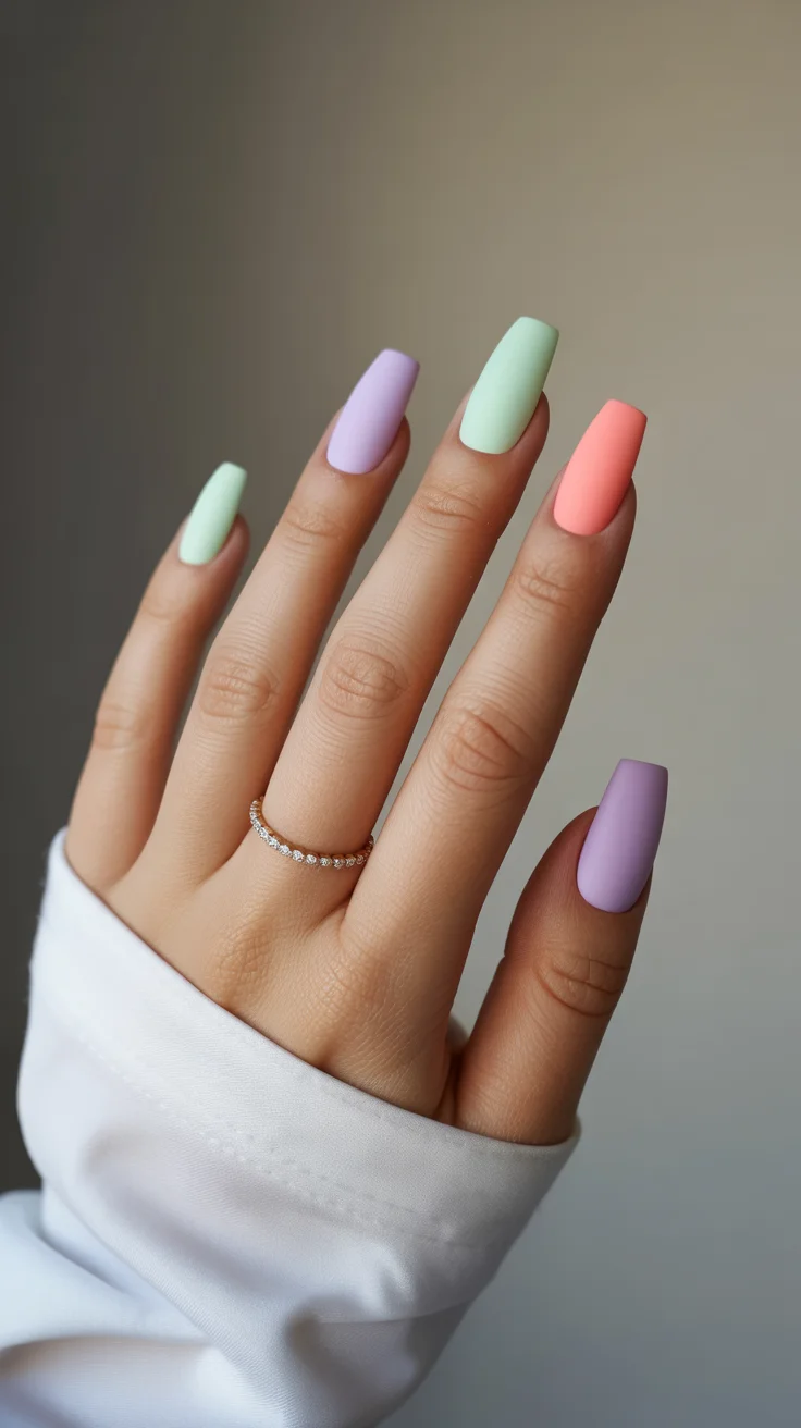 April nails colours 2026 matte pastel manicure