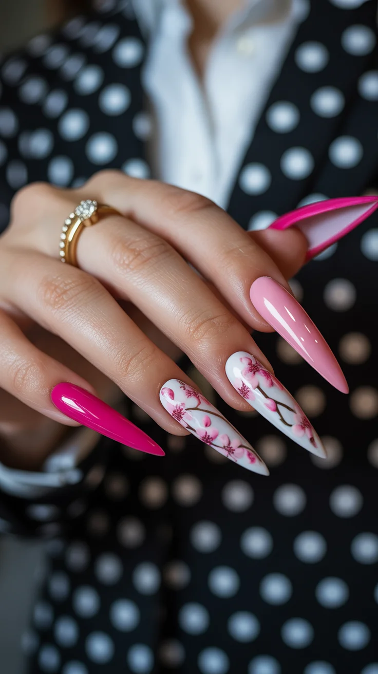 April nails ideas 2026 Cherry Blossom Almond Nails with Soft Pink Elegance