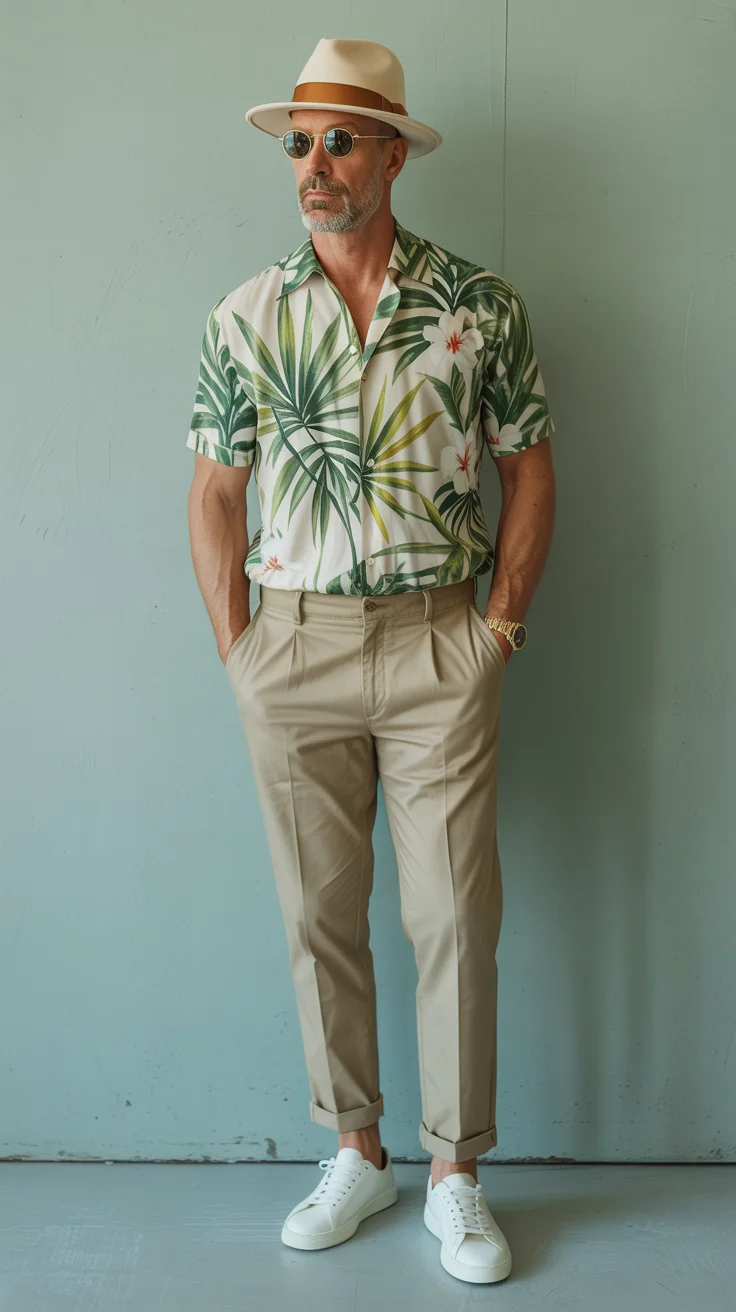 casual summer outfits men 2026 Tropical Prints and Classic Accessories That Bring Personality Back