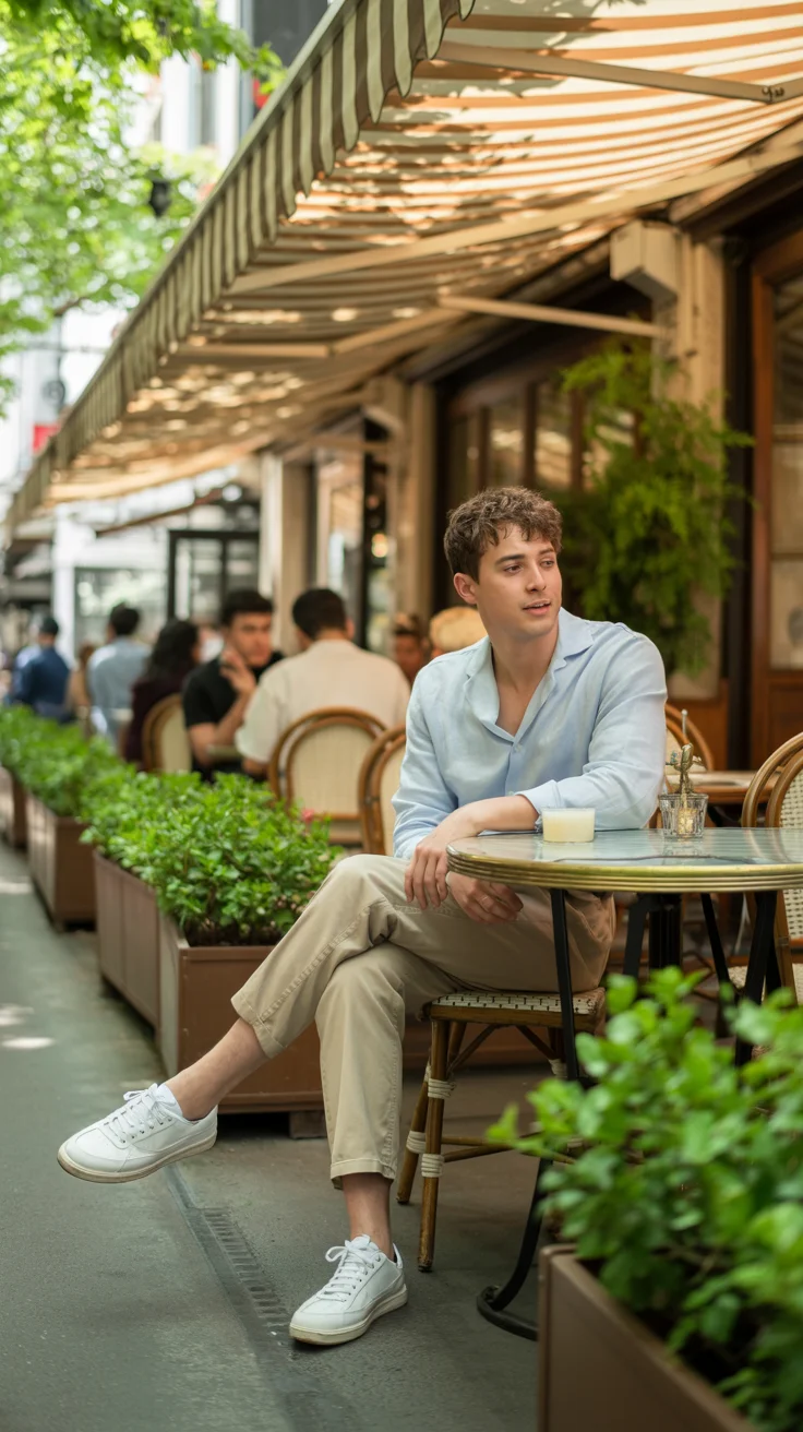 casual summer outfits men 2026 Relaxed Café Style That Feels Effortlessly Put Together