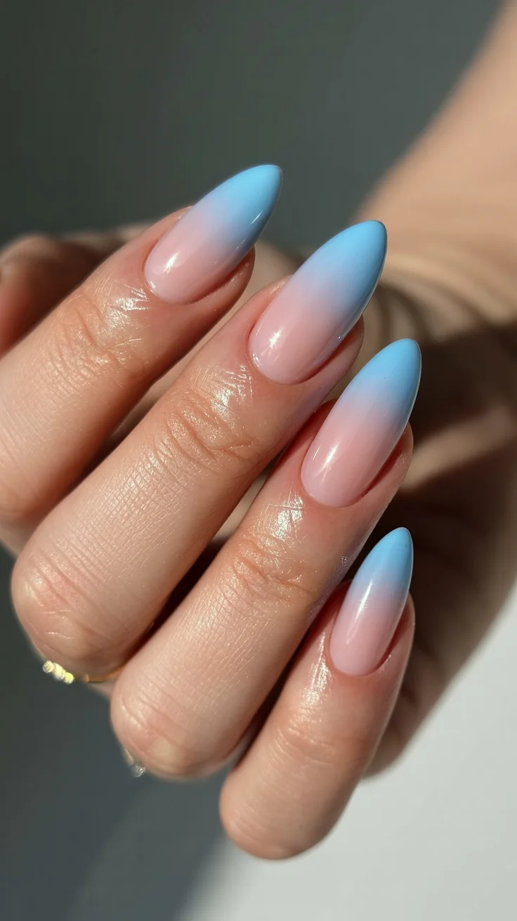 chic spring aura nails 2026 blue ombre aura nails
