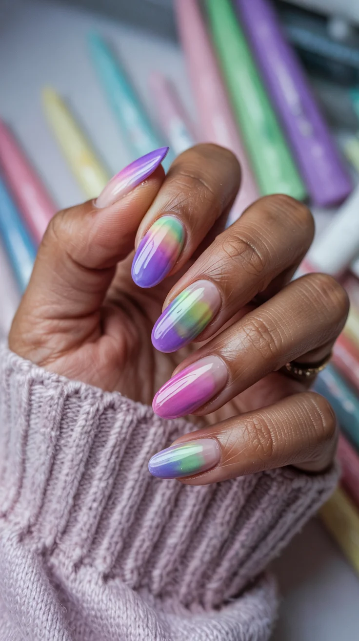 chic spring aura nails 2026 rainbow aura manicure