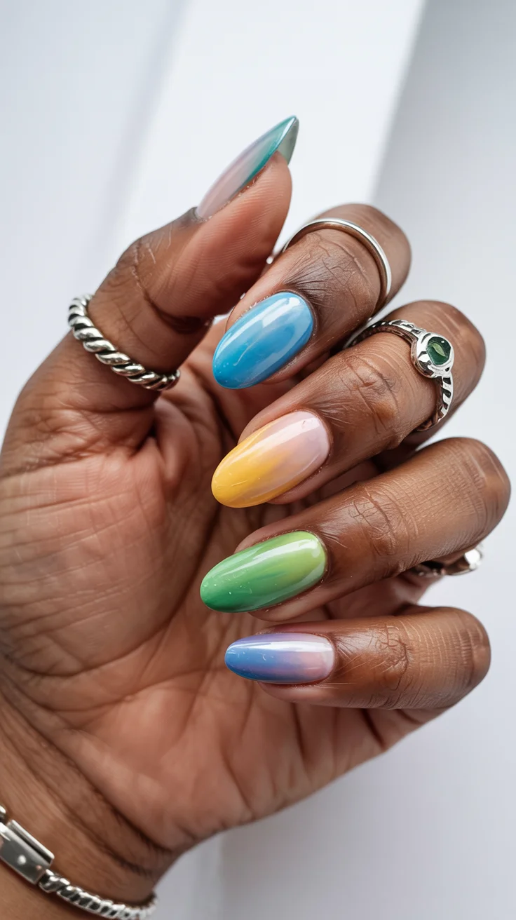 chic spring aura nails 2026 multicolor aura nails