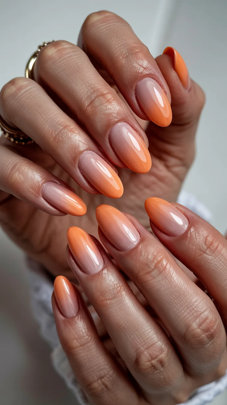 chic spring aura nails 2026 peach aura ombre manicure