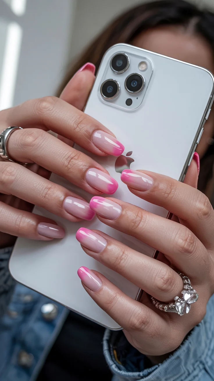 chic spring aura nails 2026 pink aura french manicure