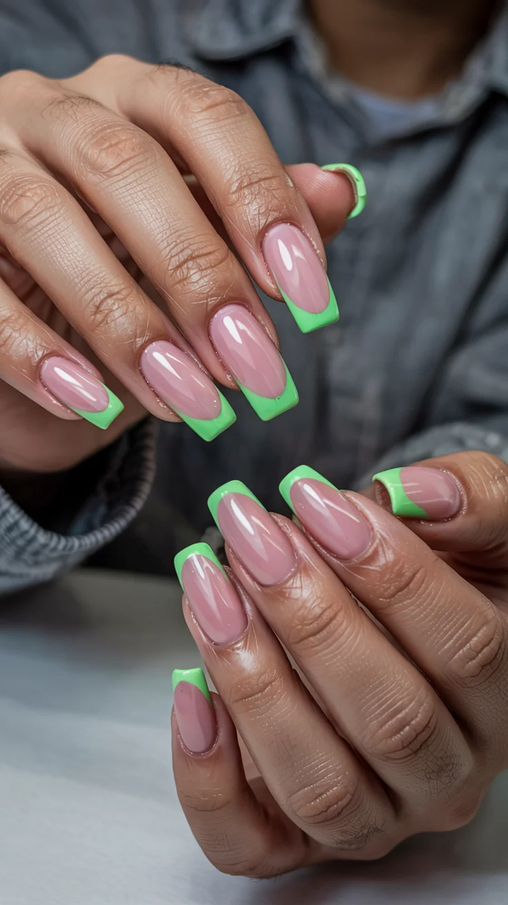 chic spring aura nails 2026 mint green french aura manicure