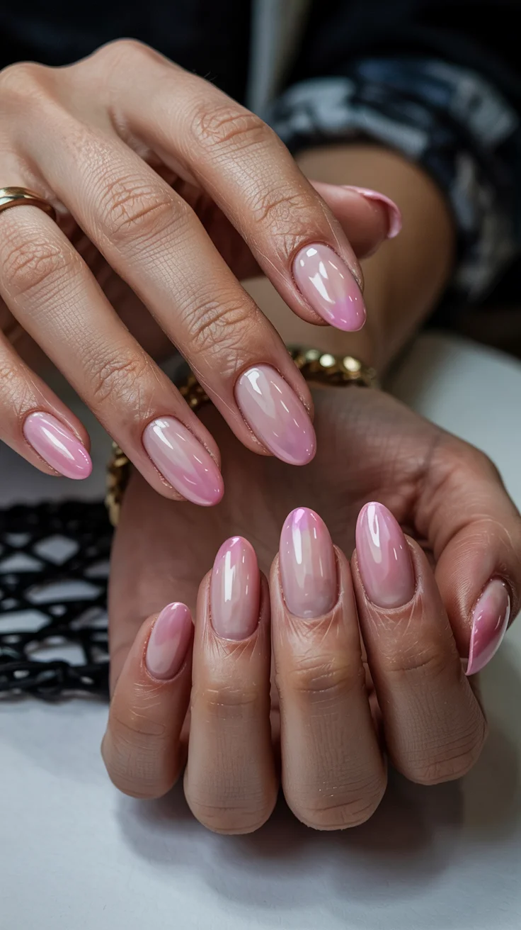 chic spring aura nails 2026 soft baby pink aura manicure