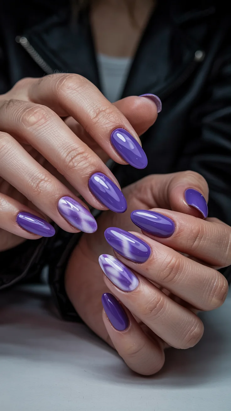 chic spring aura nails 2026 deep violet aura manicure design