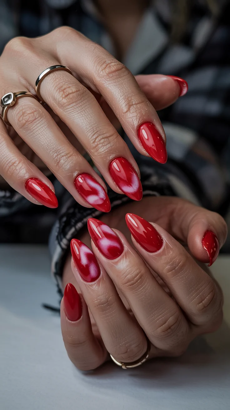 chic spring aura nails 2026 Fiery Red Aura Nails