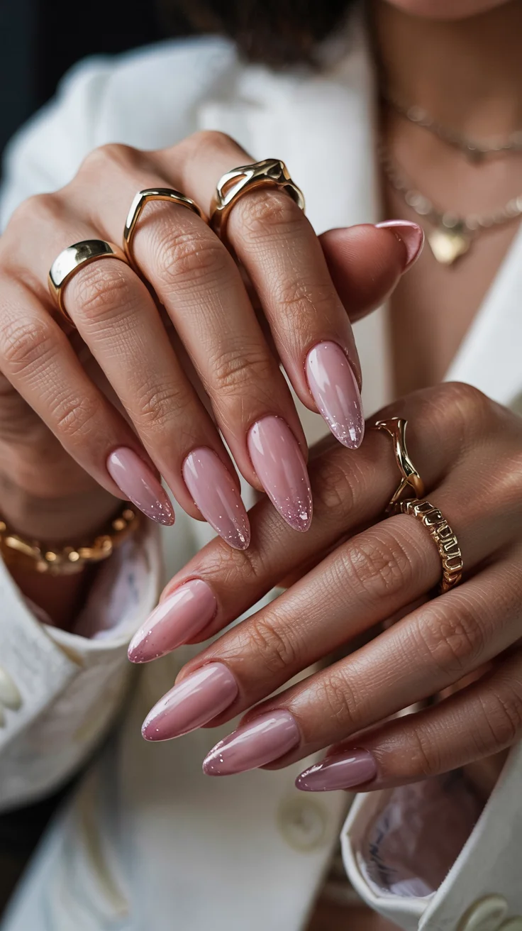 chic spring aura nails 2026 sheer blush aura nails with sparkle