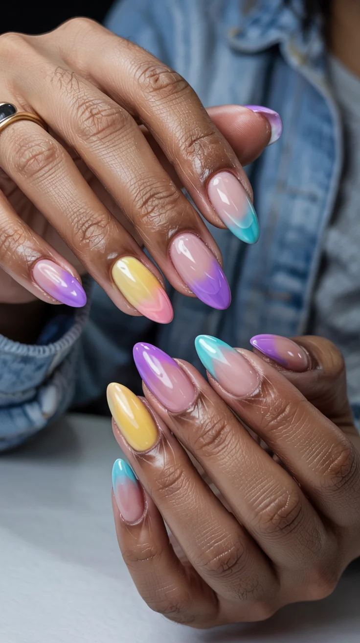 chic spring aura nails 2026 pastel rainbow aura manicure
