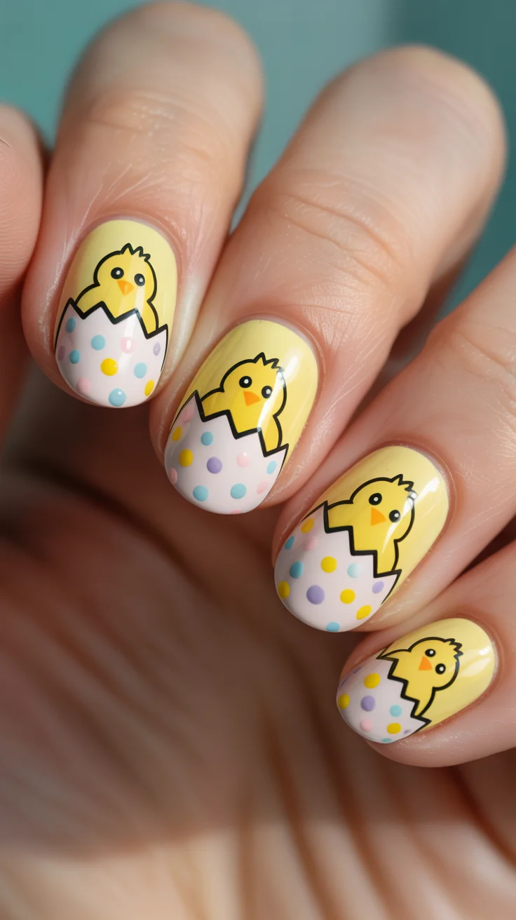 cute easter nail art ideas 2026 easter chick nail art