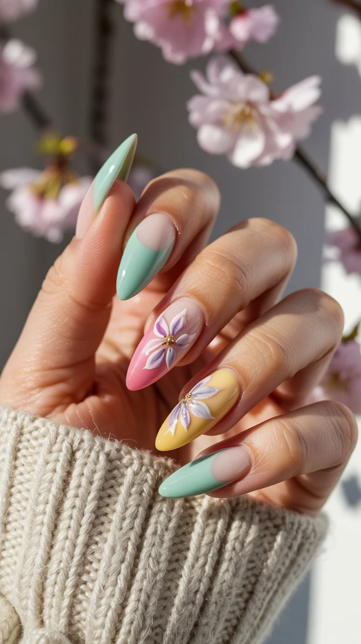 cute easter nail art ideas 2026 pastel floral easter nails