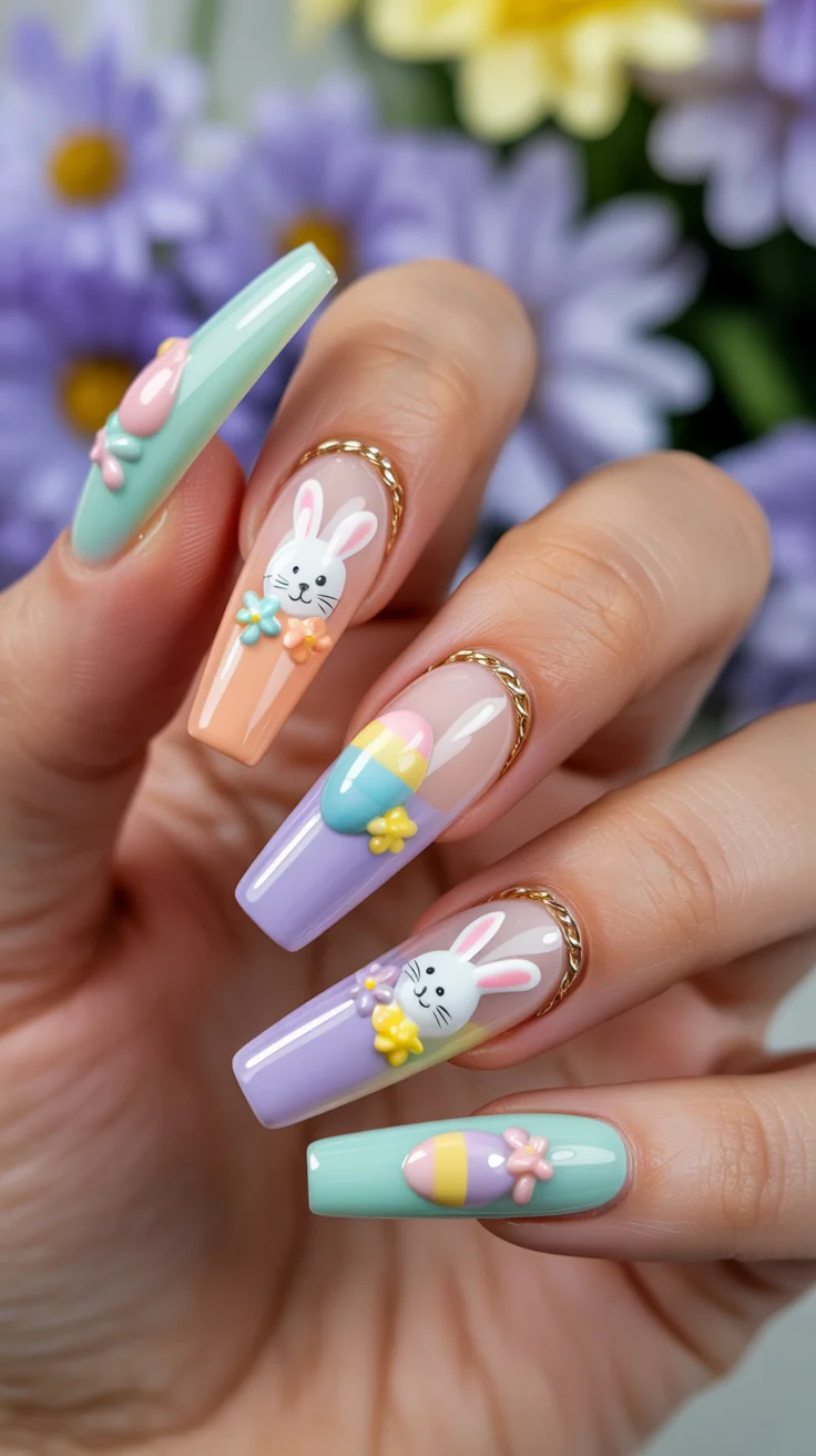 cute easter nail art ideas 2026 bunny and egg nail art