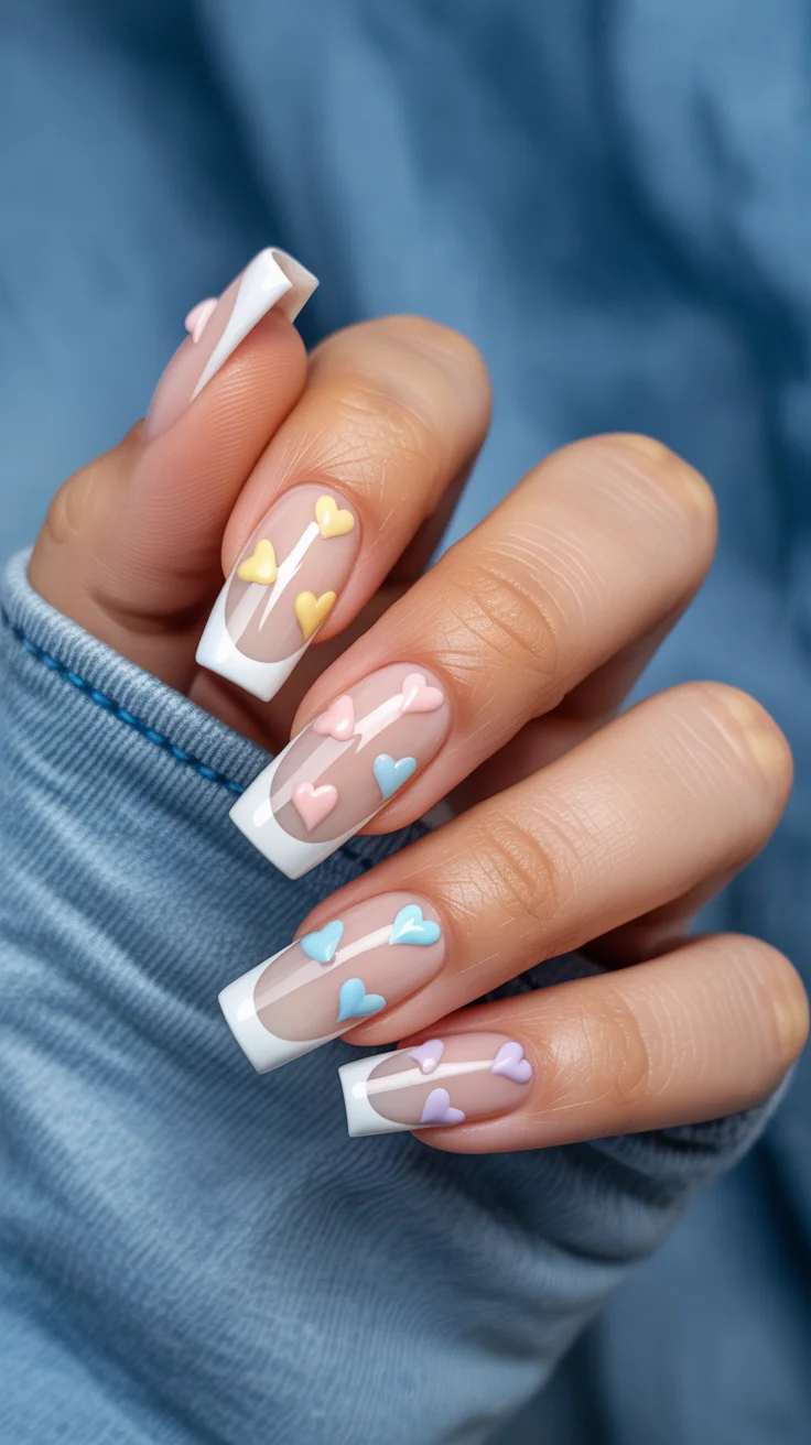 cute easter nail art ideas 2026 pastel heart french tips