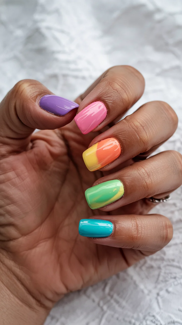 cute short spring nails 2026 Soft Pastel Gradient Color Mix