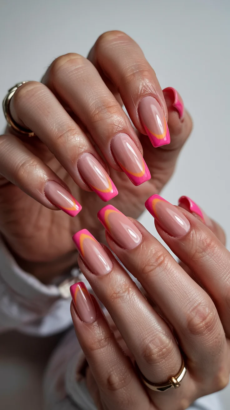 cute spring long nails for 2026 Retro Pink Wave French Tips for a Playful Spring Twist