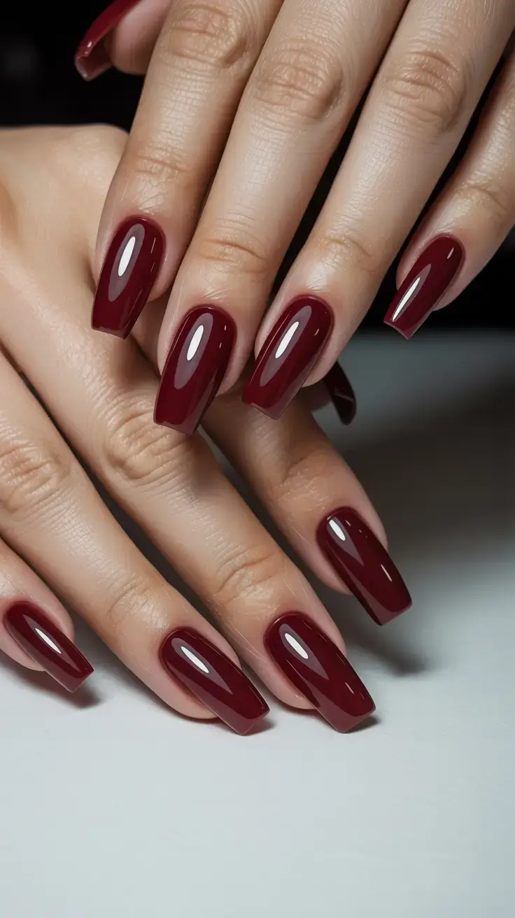 cute spring nails for tan skin 2026 Deep Wine Red - Spring After Dark