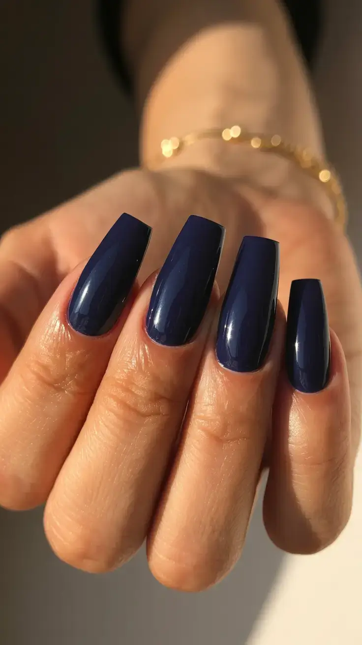 cute spring nails for tan skin 2026 Midnight Navy - Cool Depth for Warm Skin