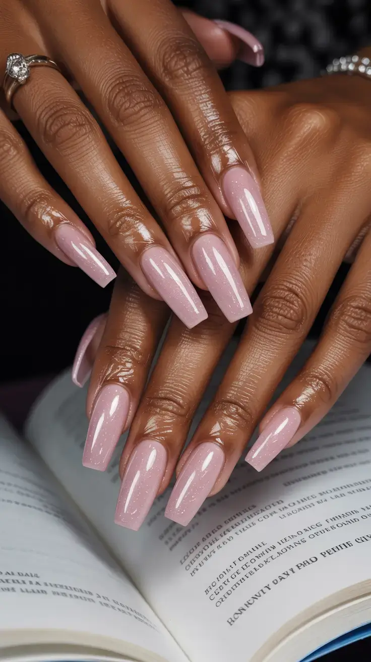 cute spring nails for tan skin 2026 Milky Pink Shimmer - The Romantic Reset