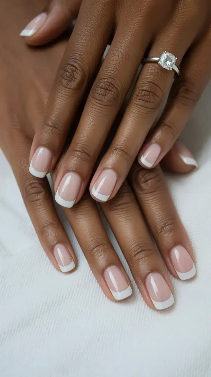 cute spring nails for tan skin 2026 Soft Square French - Clean Girl Classic