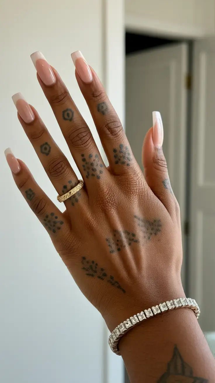 cute spring nails for tan skin 2026 Long French Fade - Sculpted Nude Drama