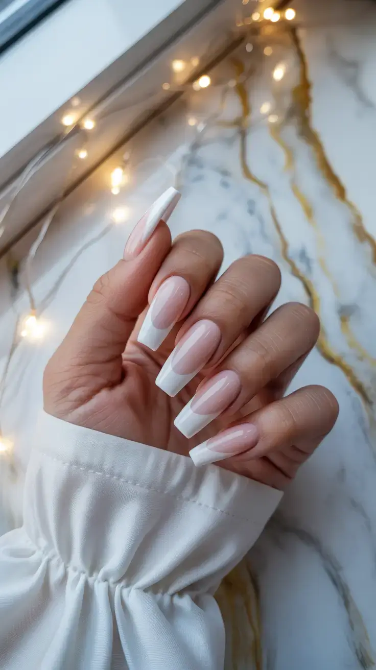 cute spring nails for tan skin 2026 Classic Pink and White - Clean but Elevated