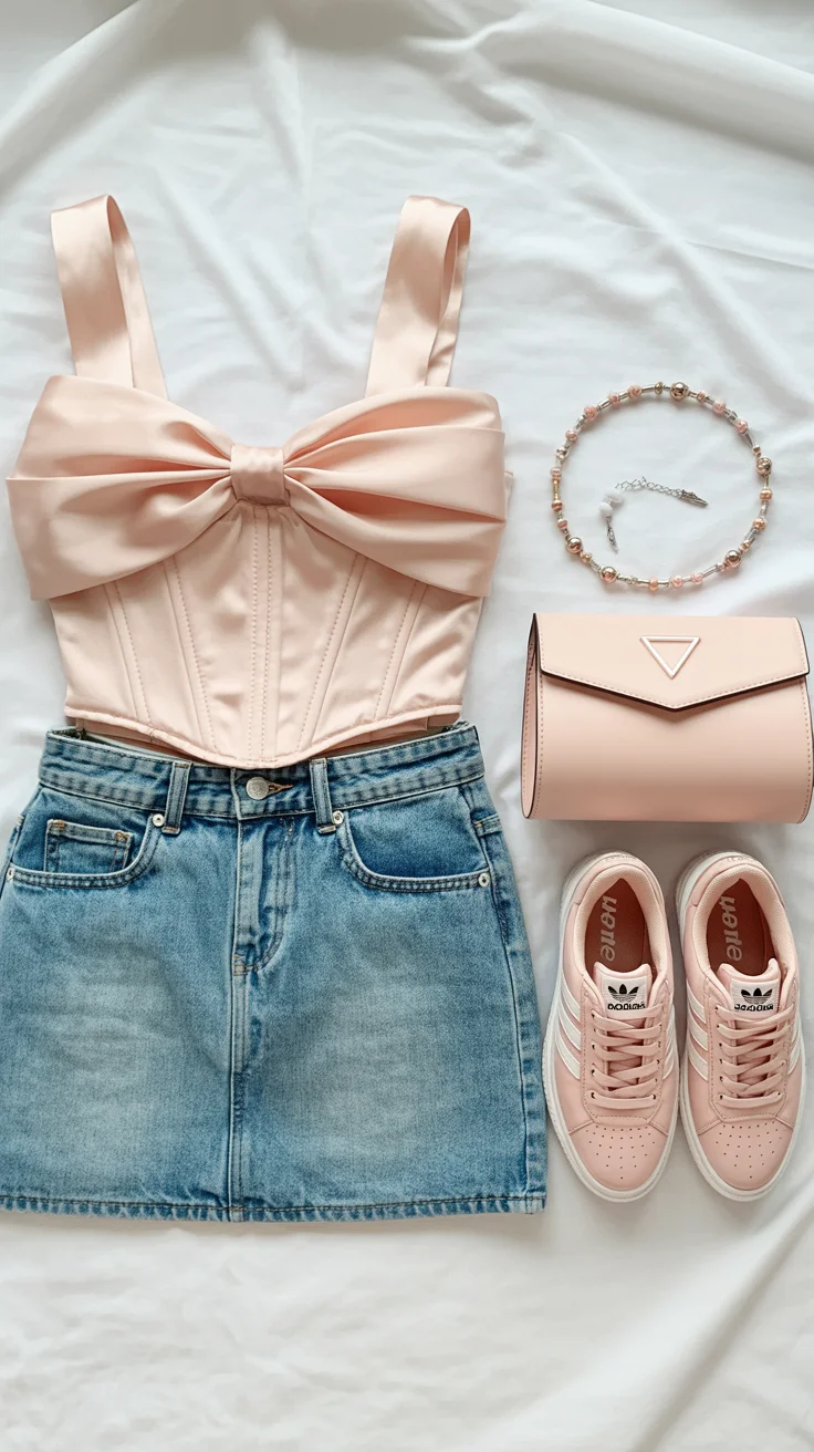 cute summer outfits for teens 2026 Soft Pink Details and Denim Days