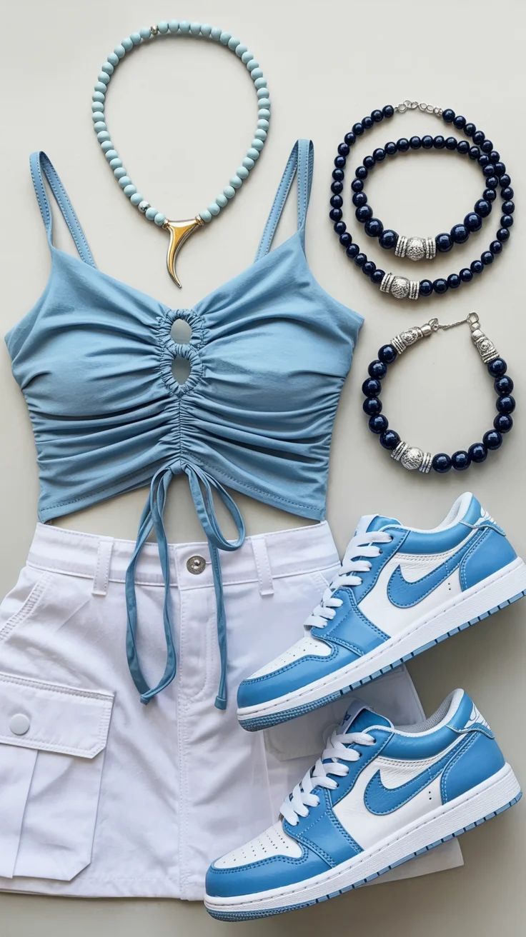 cute summer outfits for teens 2026 Fresh Blues and Sporty Summer Layers