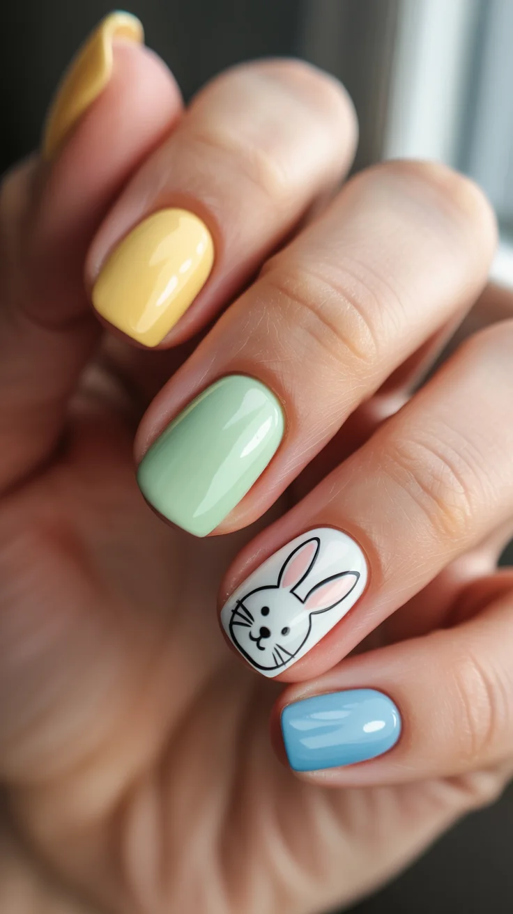 easter nails color ideas 2026 Playful Pastel Bunny Accent Nails