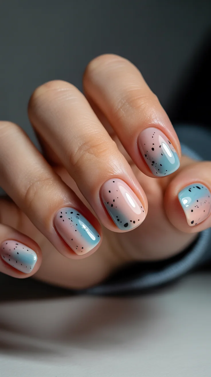 easter nails color ideas 2026 Speckled Pastel Gradient Nails Inspired by Easter Eggs