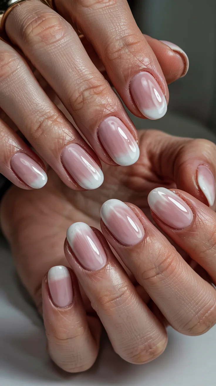 elegant spring nails for work 2026 pink and white ombre manicure
