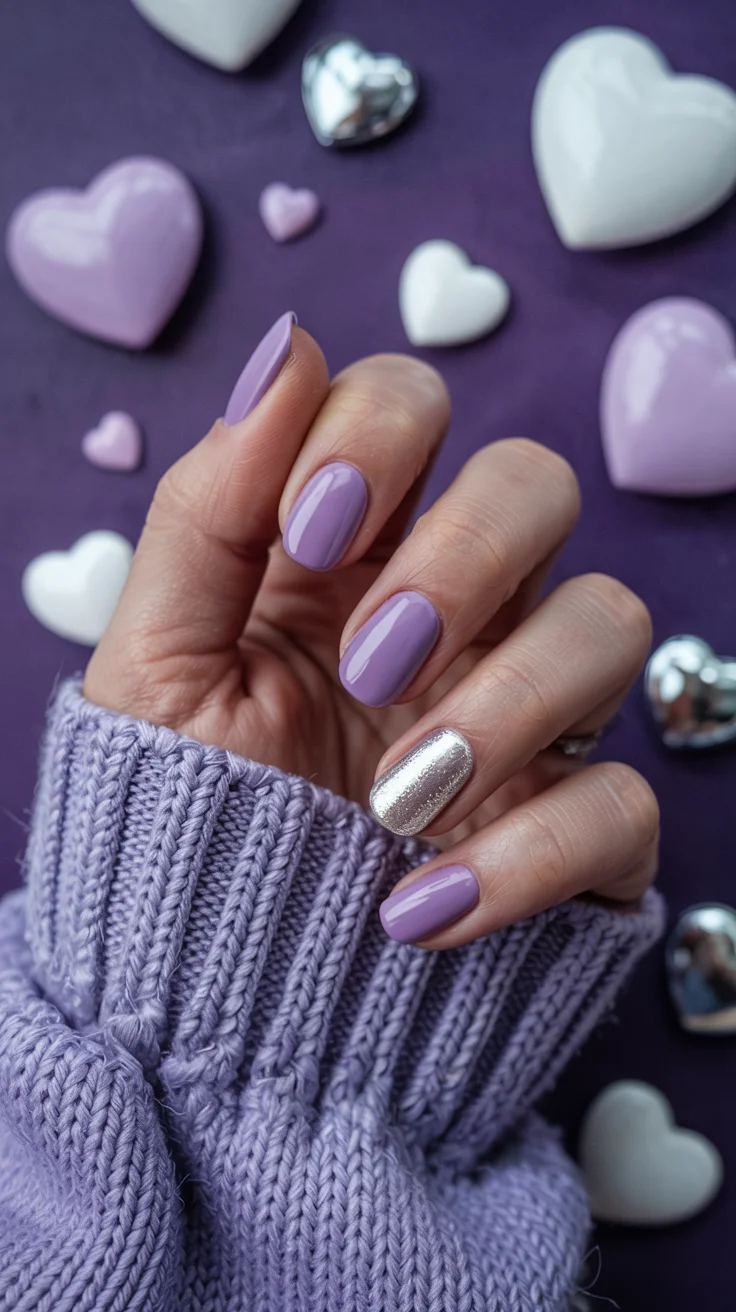 elegant spring nails for work 2026 Lavender Nails with Silver Accent