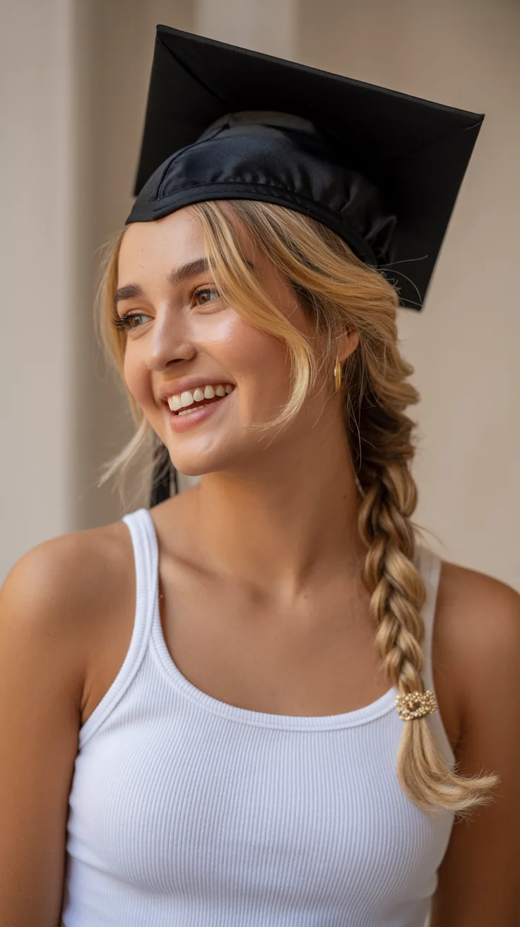graduation hairstyles ideas 2026 Relaxed Side Braid with Casual Summer Energy