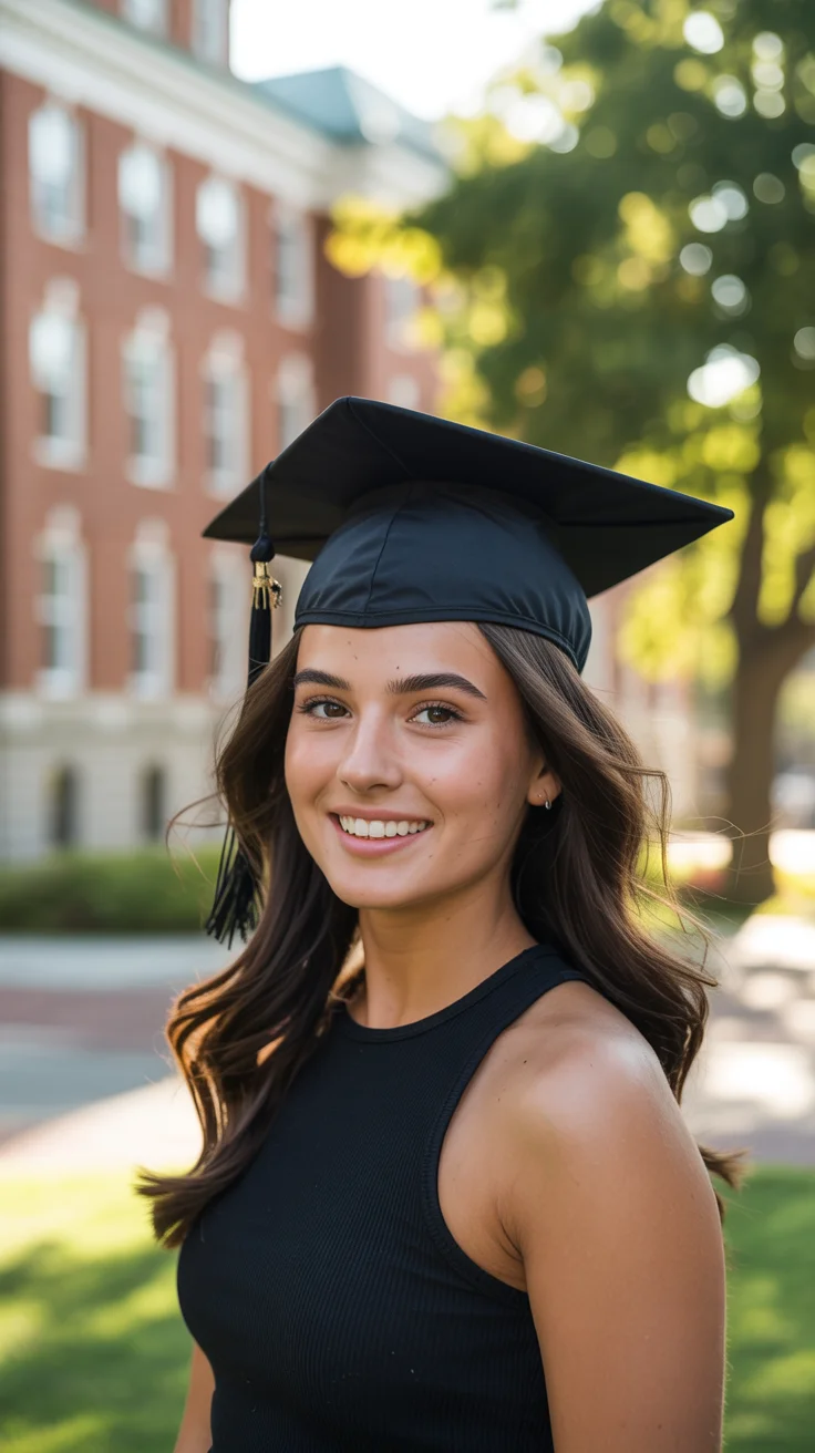 graduation hairstyles ideas 2026 Soft Brunette Waves That Frame the Face Naturally