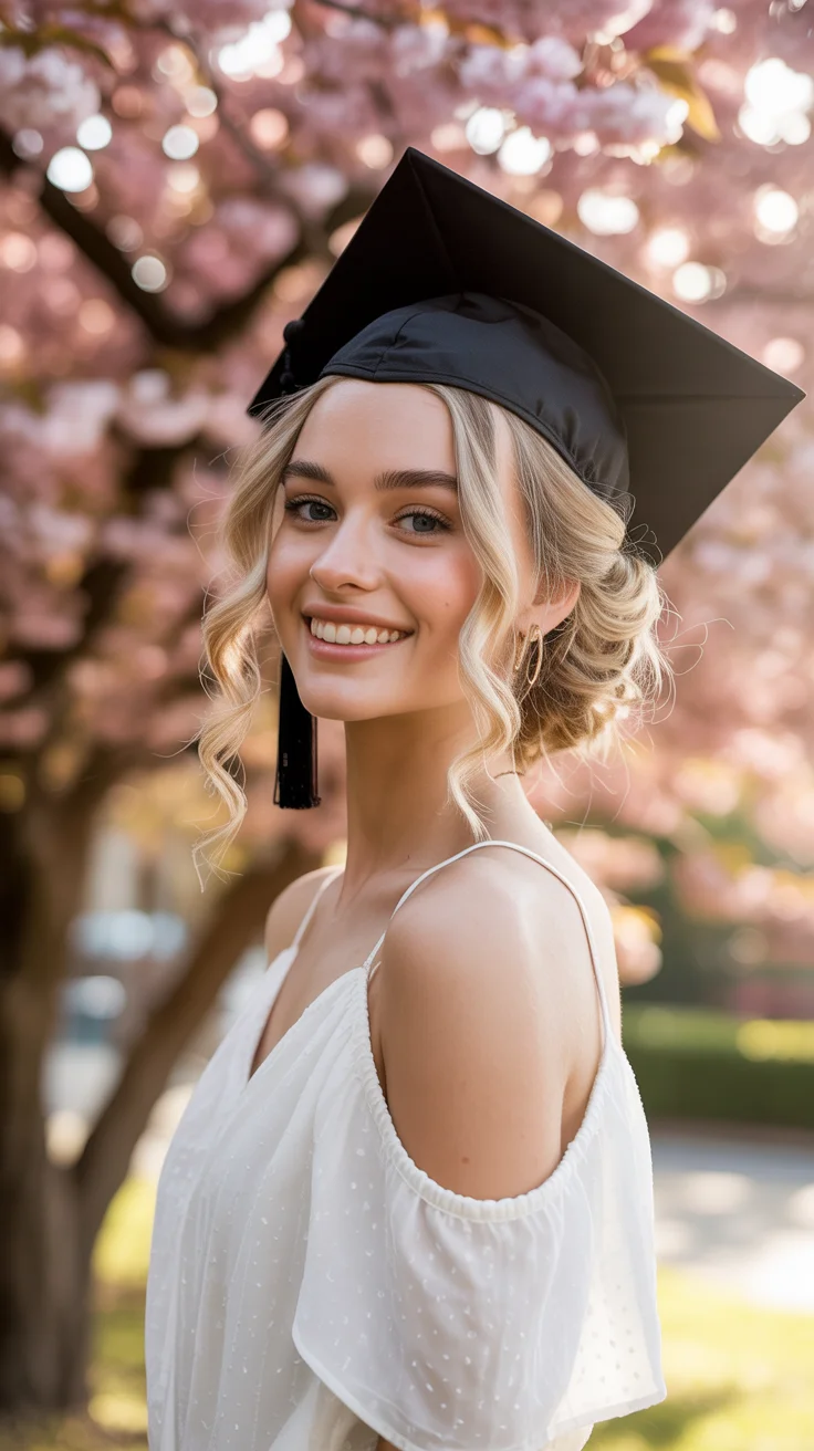 graduation hairstyles ideas 2026 The Effortless Graduation Updo with Soft Face Framing Pieces