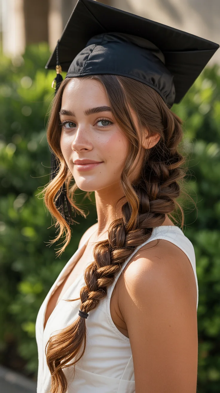 graduation hairstyles ideas 2026 Loose Side Braid for a Relaxed Yet Polished Graduation Style